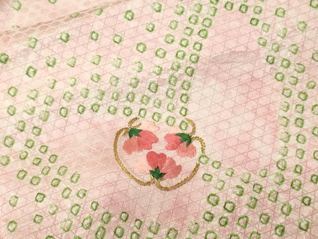 平和屋着物■訪問着　刺繍　絞り　花蝶文　金糸　正絹　逸品　CABJ3081ev