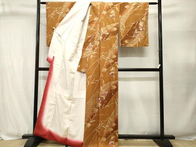 平和屋着物■上質な小紋　扇面地紙花文　金彩　正絹　逸品　CABJ3088ev