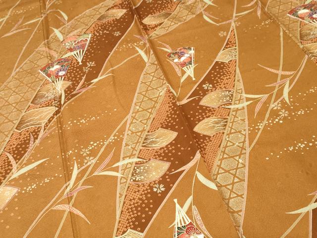 平和屋着物■上質な小紋　扇面地紙花文　金彩　正絹　逸品　CABJ3088ev