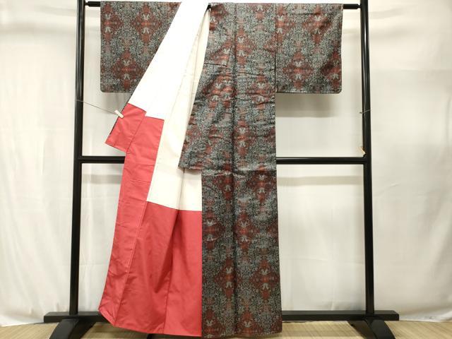 平和屋着物■大島紬　唐草菱花文　証紙付き　正絹　逸品　CABJ3089ev