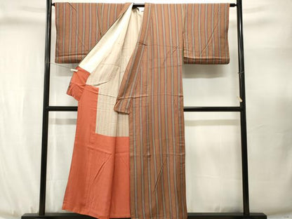 平和屋着物■上質な小紋　縞　胴抜き仕立て　正絹　逸品　CABJ3090ev
