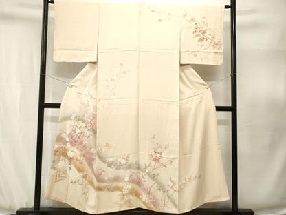 平和屋着物■訪問着　刺繍　枝花文　暈し染め　金彩　正絹　逸品　CABJ3096ev