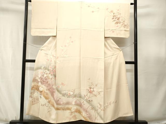 平和屋着物■訪問着　刺繍　枝花文　暈し染め　金彩　正絹　逸品　CABJ3096ev