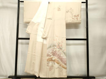 平和屋着物■訪問着　刺繍　枝花文　暈し染め　金彩　正絹　逸品　CABJ3096ev