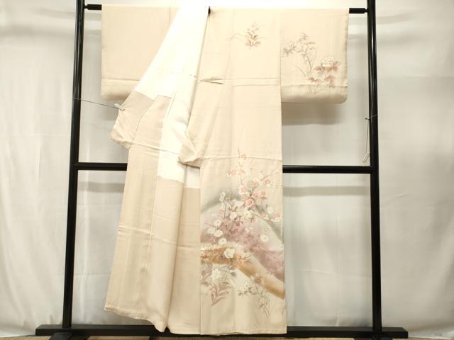 平和屋着物■訪問着　刺繍　枝花文　暈し染め　金彩　正絹　逸品　CABJ3096ev