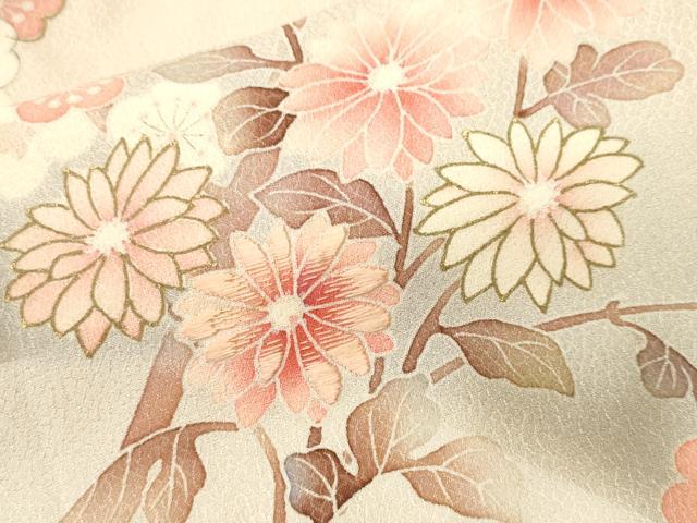 平和屋着物■訪問着　刺繍　枝花文　暈し染め　金彩　正絹　逸品　CABJ3096ev