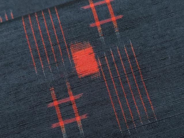 平和屋着物■上質な紬　井桁絣　正絹　逸品　CABJ3105ev