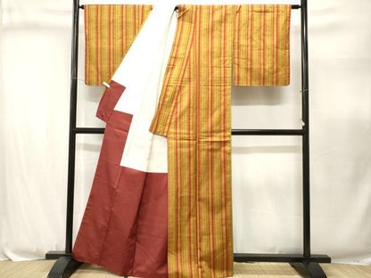 平和屋着物■上質な紬　縞　正絹　逸品　CABJ3111ev