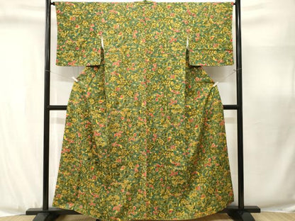 平和屋着物■上質な小紋　草花文　正絹　逸品　CABJ3114ev