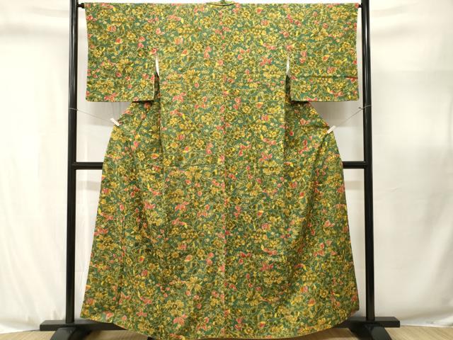 平和屋着物■上質な小紋　草花文　正絹　逸品　CABJ3114ev