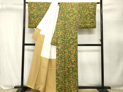 平和屋着物■上質な小紋　草花文　正絹　逸品　CABJ3114ev
