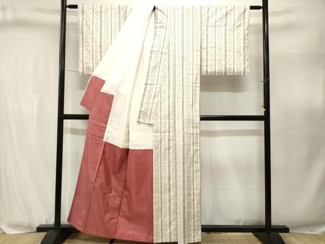 平和屋着物■上質な紬　十字絣間道　正絹　逸品　CABJ3115ev