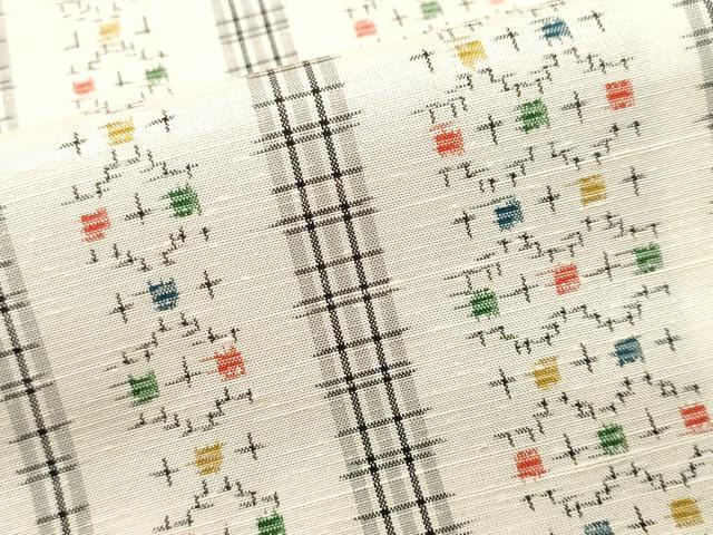 平和屋着物■上質な紬　十字絣間道　正絹　逸品　CABJ3115ev