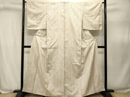 平和屋着物■上質な紬　十字麻の葉文様　正絹　逸品　CABJ3116ev