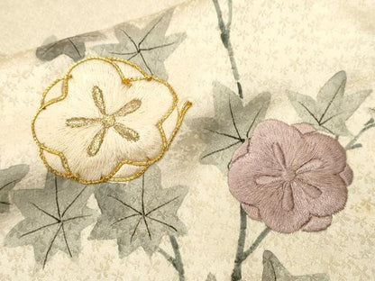 平和屋着物■訪問着　駒刺繍　枝楓花文　正絹　逸品　CABJ3119ev