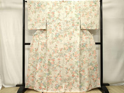 平和屋着物■上質な小紋　籠目笹梅文　枝花文　正絹　逸品　CABJ3121ev