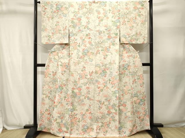 平和屋着物■上質な小紋　籠目笹梅文　枝花文　正絹　逸品　CABJ3121ev