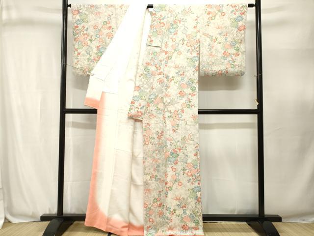 平和屋着物■上質な小紋　籠目笹梅文　枝花文　正絹　逸品　CABJ3121ev
