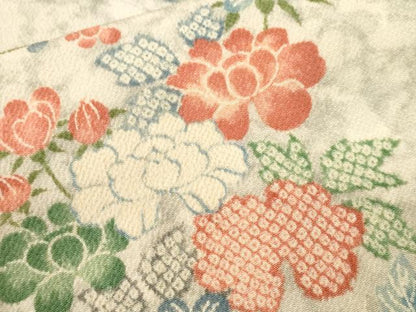 平和屋着物■上質な小紋　籠目笹梅文　枝花文　正絹　逸品　CABJ3121ev