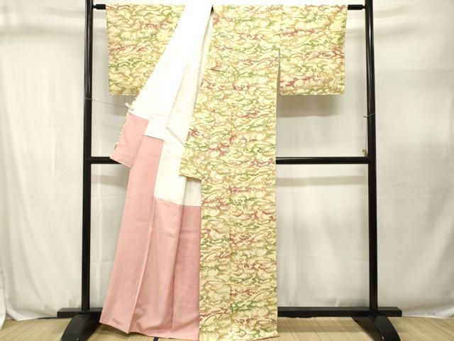 平和屋着物■上質な小紋　型染め　鮫小紋柄　立波舞花文　暈し染め　正絹　逸品　CABJ3127ev