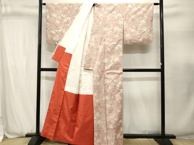 平和屋着物■上質な紬　短冊枝花文　正絹　逸品　CABJ3128ev
