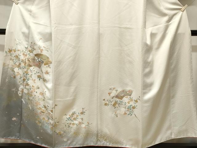 平和屋着物■訪問着　駒刺繍　地紙御所車枝花文　横笛　暈し染め　金彩　やまと誂製　正絹　逸品　CABJ3130ev