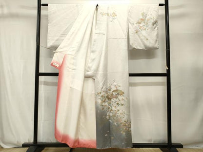 平和屋着物■訪問着　駒刺繍　地紙御所車枝花文　横笛　暈し染め　金彩　やまと誂製　正絹　逸品　CABJ3130ev