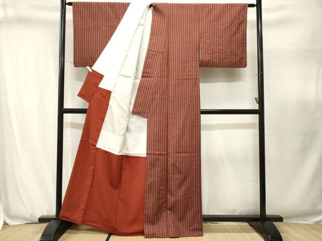 平和屋着物■上質な紬　縞　正絹　逸品　CABJ3134ev