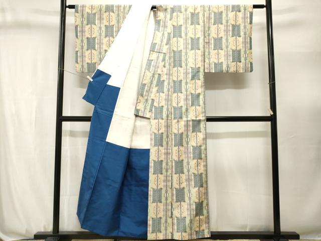 平和屋着物■上質な紬　市松間道　正絹　逸品　CABJ3139ev