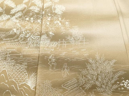 平和屋着物■訪問着　作家物　刺繍　人物御所解文　暈し染め　正絹　逸品　CABJ3141ev