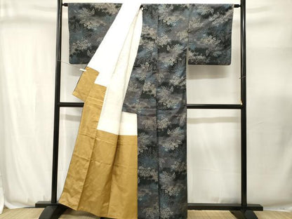 平和屋着物■上質な紬　草花文　正絹　逸品　CABJ3144ev