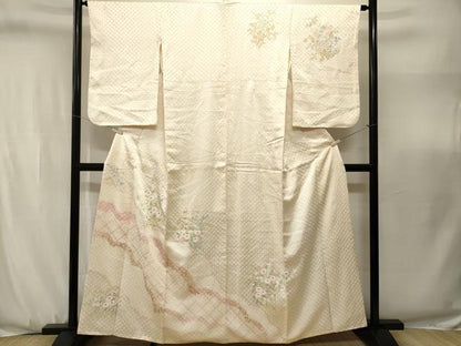平和屋着物■訪問着　絞り　芝草花文　正絹　逸品　CABJ3146ev