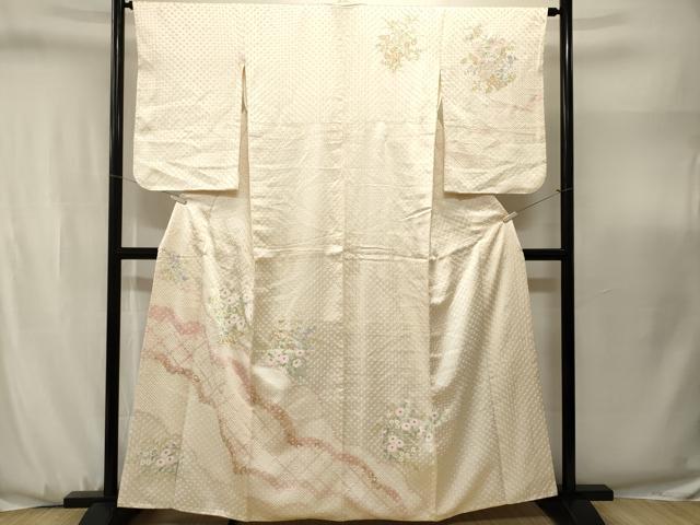 平和屋着物■訪問着　絞り　芝草花文　正絹　逸品　CABJ3146ev