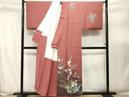 平和屋着物■訪問着　枝梅草花文　正絹　逸品　CABJ3148ev