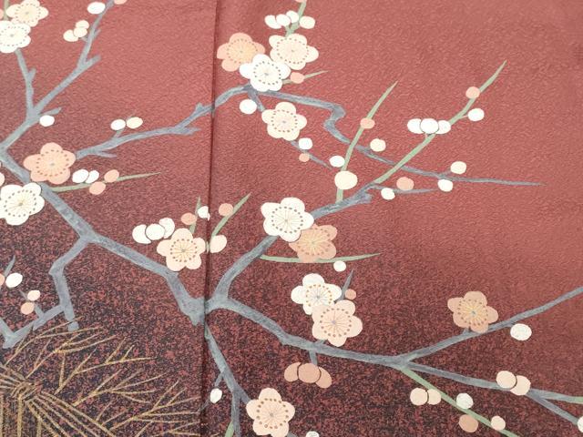 平和屋着物■訪問着　枝梅草花文　正絹　逸品　CABJ3148ev