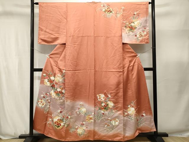 平和屋着物■訪問着　雪輪草花文　暈し染め　金彩　正絹　逸品　CABJ3150ev