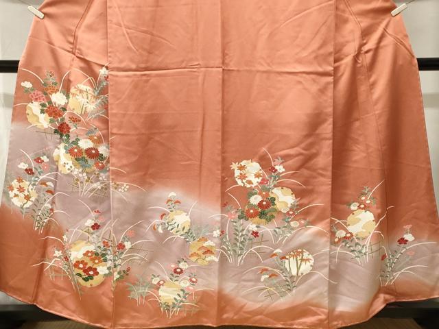 平和屋着物■訪問着　雪輪草花文　暈し染め　金彩　正絹　逸品　CABJ3150ev