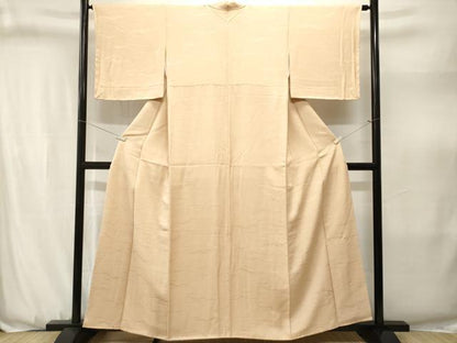 平和屋着物■上質な色無地　横段地紋　薄卵色　正絹　逸品　CABJ3151ev