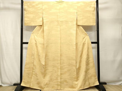 平和屋着物■上質な色無地　立波地紋　刈安色　正絹　逸品　CABJ3152ev