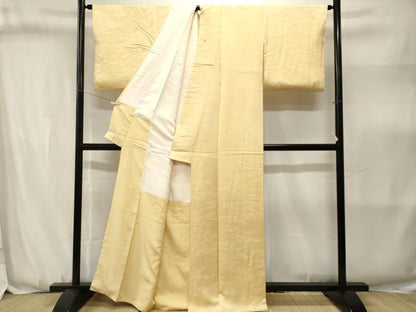 平和屋着物■上質な色無地　立波地紋　淡黄色　正絹　逸品　CABJ3153ev