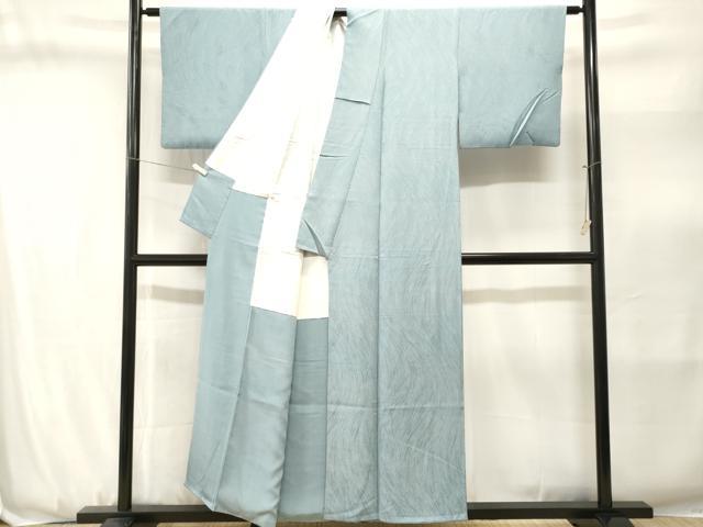 平和屋着物■上質な色無地　枝葉地紋　秘色色　正絹　逸品　CABJ3154ev
