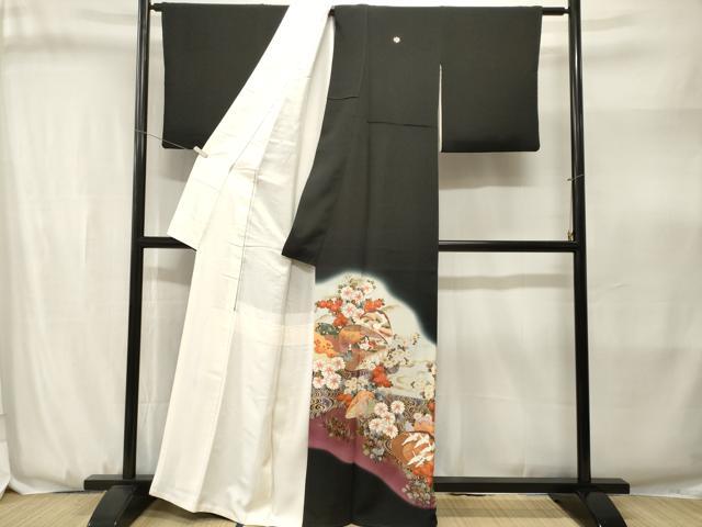 平和屋着物■豪華黒留袖　人物貝合せ飛鶴草花文　暈し染め　金彩　正絹　逸品　CABJ3157ev