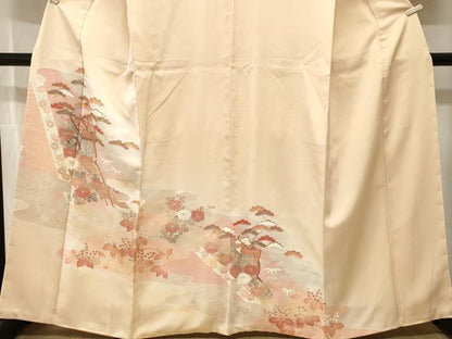 平和屋着物■訪問着　御所車花唐草文　暈し染め　金彩　正絹　逸品　CABJ3160ev
