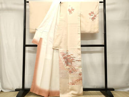 平和屋着物■訪問着　御所車花唐草文　暈し染め　金彩　正絹　逸品　CABJ3160ev