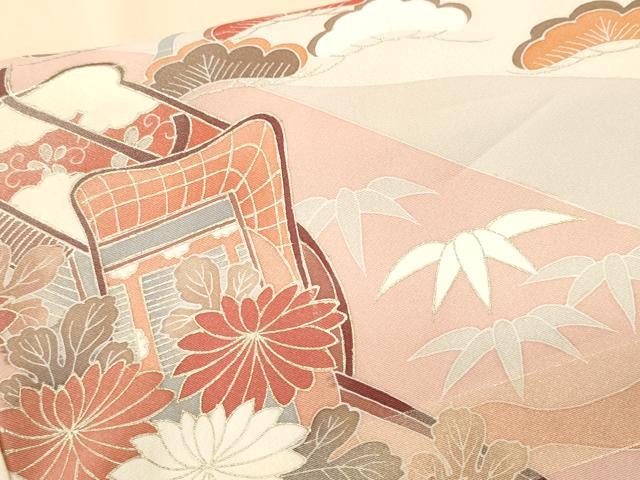 平和屋着物■訪問着　御所車花唐草文　暈し染め　金彩　正絹　逸品　CABJ3160ev