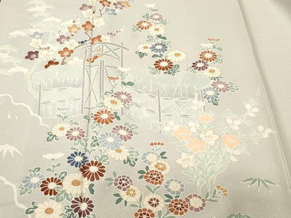 平和屋着物■訪問着　刺繍　流水松竹梅花文　金彩　正絹　逸品　CABJ3161ev