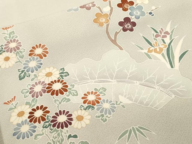 平和屋着物■訪問着　刺繍　流水松竹梅花文　金彩　正絹　逸品　CABJ3161ev