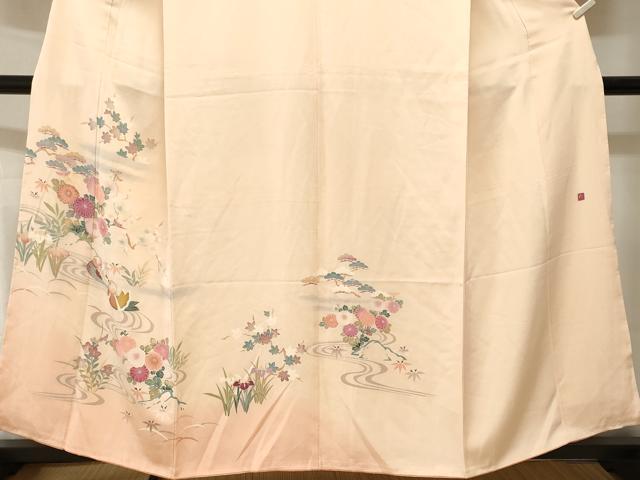 平和屋着物■訪問着　作家物　流水鴛鴦松竹梅文　暈し染め　正絹　逸品　CABJ3162ev