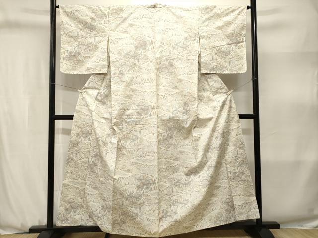 平和屋着物■上質な紬　樹林風景文　正絹　逸品　CABJ3167ev