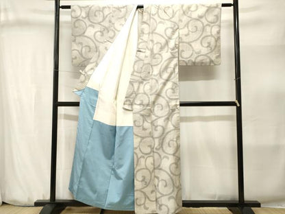 平和屋着物■上質な紬　唐草文　正絹　逸品　CABJ3168ev